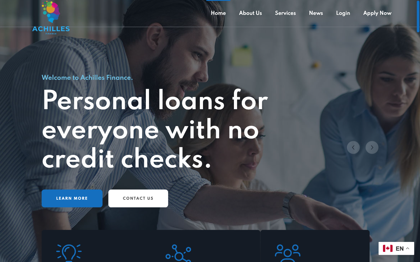 Achilles Finance website screenshot
