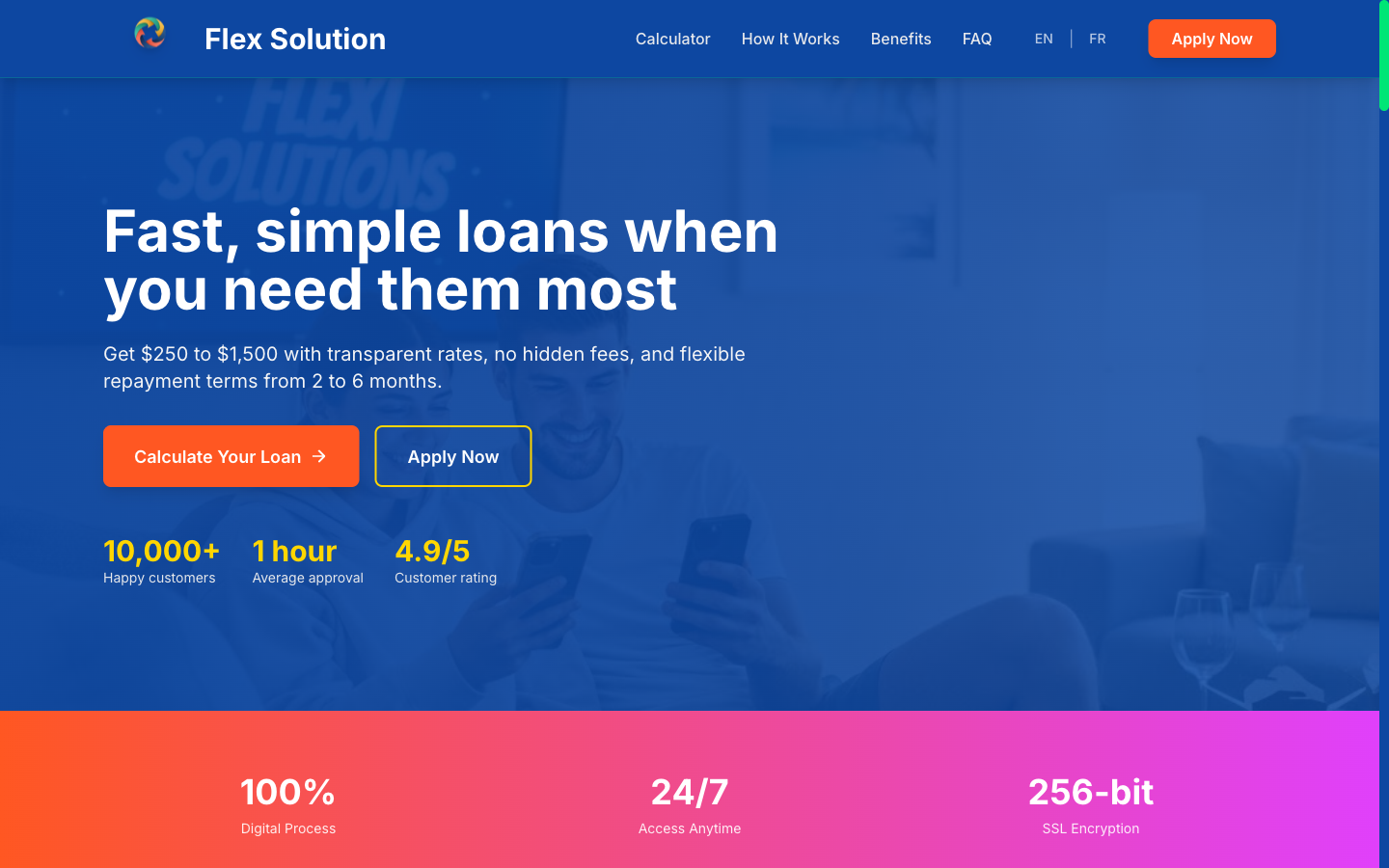 Flex Solution personal loans website screenshot